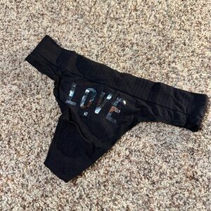 Victoria's Secret Black Love Thong size M